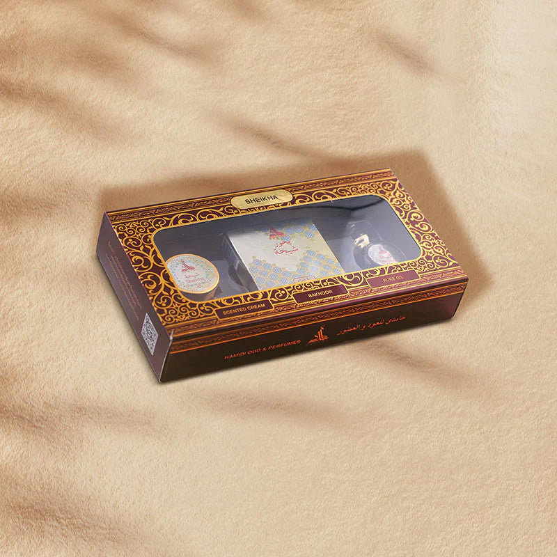 SHEIKHA SCENTED CREAM 8GM + BAKHOOR 40GM + CPO 15ML - 3 PIECES GIFT SET