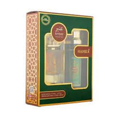 HAMIDI AMBER 2 PC GIFTSET WITH 3.4 oz EDP SPRAY + 6.8 oz BODY