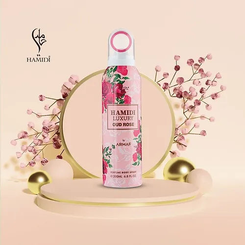 HAMIDI LUXURY OUD ROSE PERFUME BODY SPRAY 200ML ALCOHOL FREE