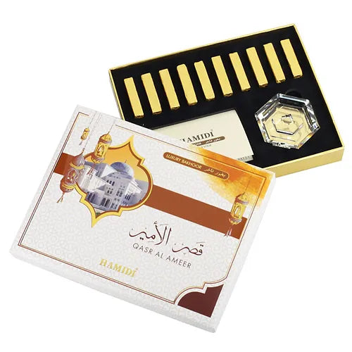 HAMIDI LUXURY BAKHOOR QASR AL AMEER 10 INCENSE STICK WITH CRYSTAL BA