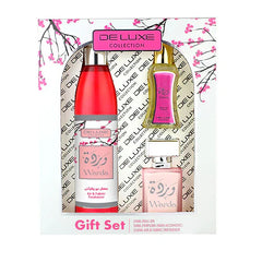 WARDA 250ML AIRFRESHNER & 50ML WATER PERFUME & 24ML ROLL ON - 3 PIECES GIFT SET